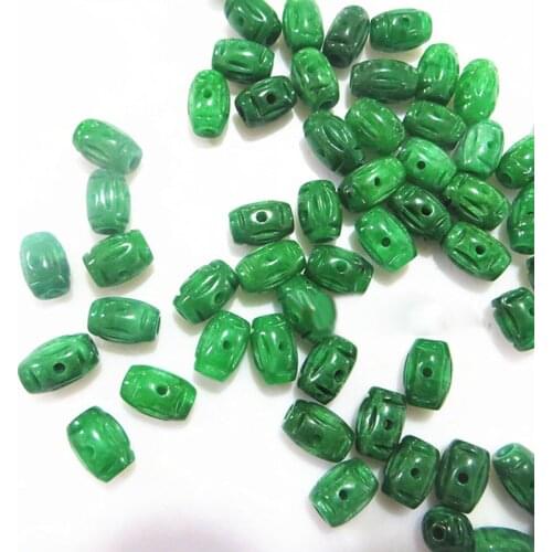 10pc Natural Emerald Green Jade Carved Lucky Hollow Beads Pendant Chinese Necklace Jewellery Fashion Amulet Gifts Man Women