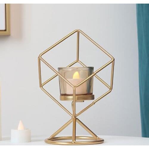Nordic Style 3D Geometric Candle Holder Metal Candlestick Party Centerpieces