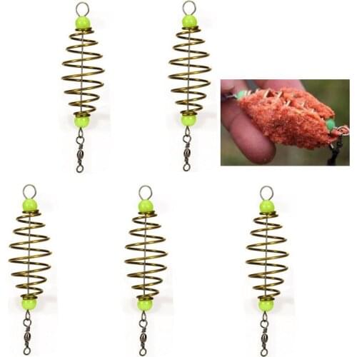 5Pcs/Set Fishing Bait Spring Lure Inline Hanging Tackle Stainless Steel Feeder Fishing Feeders Carp Fishing Tackle Swim Feeders