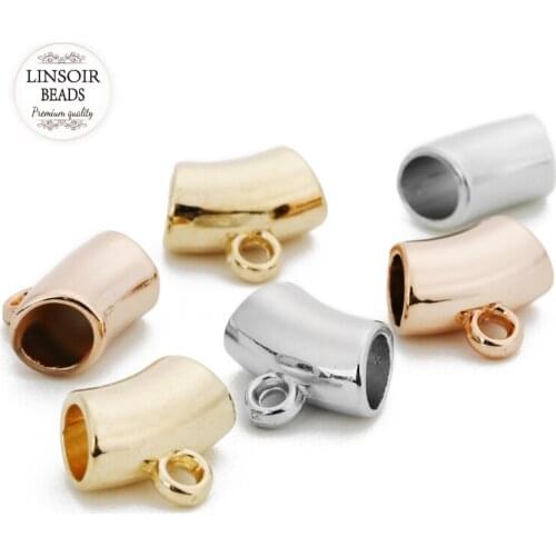 50pcs/lot CCB(Not Metal) Clasp Beads Tube Bead Golden Plated Spacer Loose Beads 6mm Hole for Bracelet Findings Components