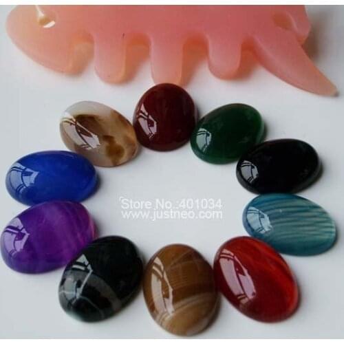 Agate Cabochon Beads Oval Shape with Flat Bottom 13*18mm Multiple Colors