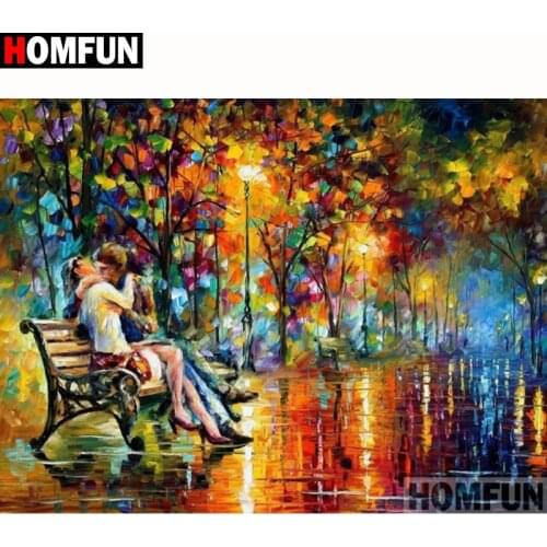 HOMFUN Full Square/Round Drill 5D DIY Diamond Painting "Couple oil painting" Embroidery Cross Stitch 5D Home Decor Gift A18232