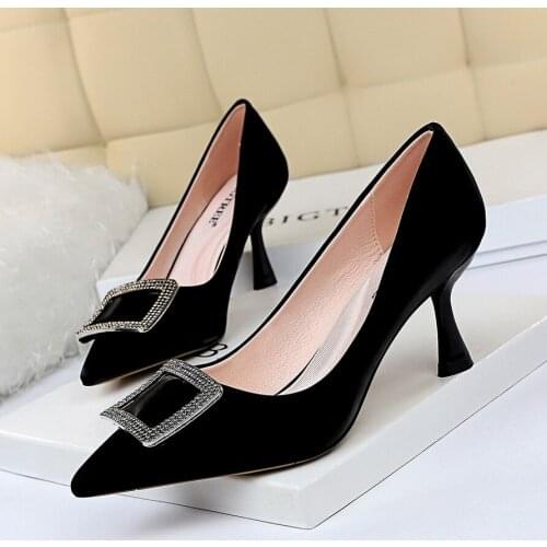 BIGTREE 2019 Sexy Luxury Crystal Silk Brand Design Women Shoes High Heels Pumps Elegant Shoes Ladies Shoes Wedding Shoes 1266-6