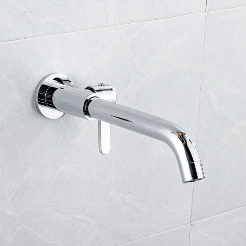 MTTUZK Splashproof bathroom wall-mounted long mop pool faucet Single cold chrome/black brass basin faucet golden basin tap