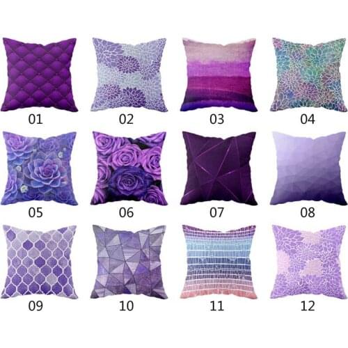 45*45cm Purple Geometric Pillow Covers Cushion Cover Throw Pillow Case for Home Sofa Decor Square Peach Skin Pillowcase