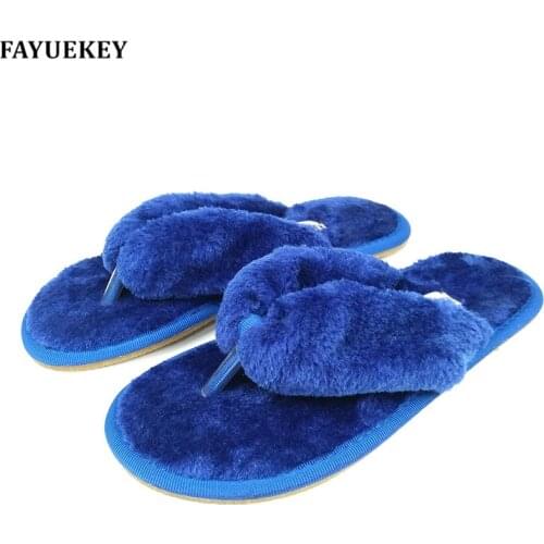 FAYUEKEY Hot Selling Autumn Winter Home Cotton Plush Slippers Men Indoor\ Floor Flip Flops Flat Shoes Boys Gift