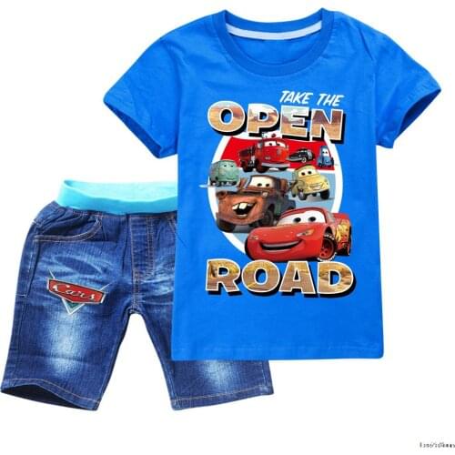 95 Car Boys T-shirts Set Summer Kids T Shirts Cotton Top Tees Boys Girls tshirt Set Boys Clothes Kids T shirt Set fashion