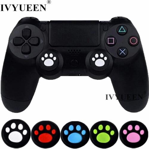 IVYUEEN 4 Pcs Cat Paw Silicone Caps for Playstation Dualshock 4 PS4 Pro Slim Controller Analog Rubber Thumb Sticks Grips Cover