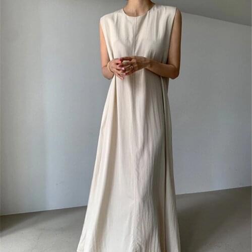 Korea Chic Beach Vest Dress Wonen Loose Casual Fashion Dresses Solid Color Robe Summer Oversized Long Vestidos Feminino 2021 New