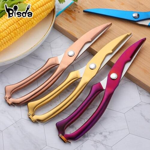 Stainless Steel Kitchen Scissors Poultry Chicken Bone Scissor With Safe Lock Cutter Cook Tool Duck Fish Meat Kitchen Gadgets