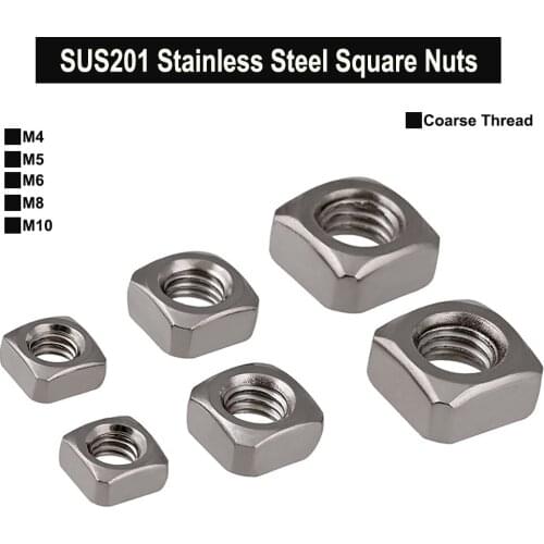 SUS201 Stainless Steel Square Nuts M4 M5 M6 M8 M10