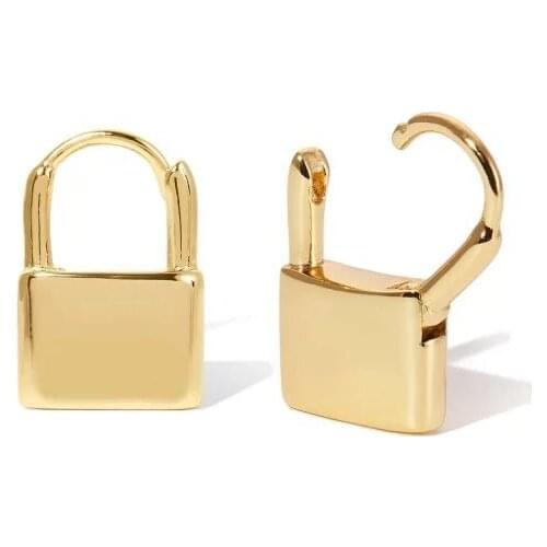 Fashion simple european women jewelry multi piercing cute lovely small Lock shaped earring promotion