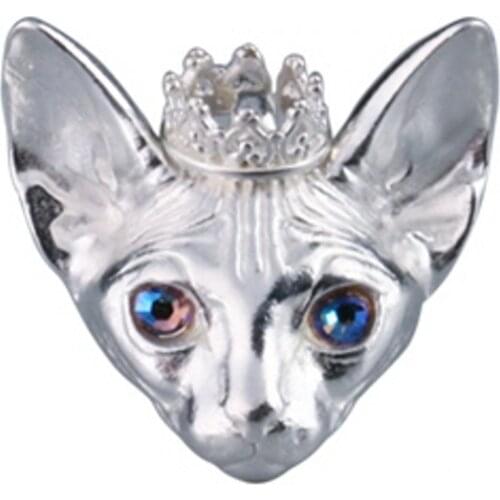 BOCAI New 100% s925 Sterling Silver Crown Sphinx Cat 2021 Fashion Pendant for Man and Woman Lover Gift Hip-hop Street Punk Style