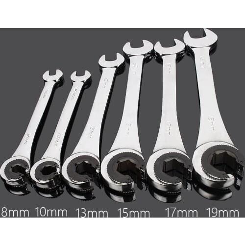 8-19mm Tubing Ratchet Combination Wrench Set Wrench Hand Tool Gear Ring Wrench Two-way Oil Circuit Board Brake Tubing Wrench