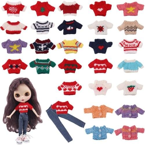 Lucky Doll Clothes Set=1Sweater+1Jeans For 30cm One-Sixth BJD Doll Toy，Our Generation Birthday Girls Toy Gifts