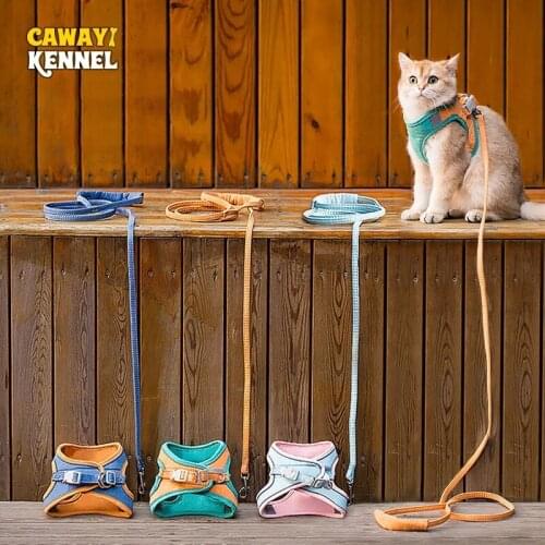 Pets Harness Leash Set Training Walking Leads for Small Cats Dog Floral Print Harness Collars Adjust Leashes Set Cat Accessories