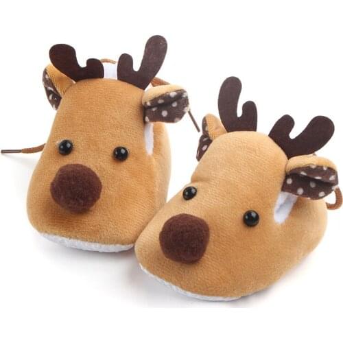 New autumn and winter baby shoes super soft bottom plus velvet baby shoes Christmas gift fawn toddler shoes
