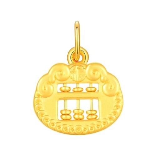 New Arrival 24K Yellow Gold Pendant 999 Gold Best Baby Lock Abacus Necklace Pendant