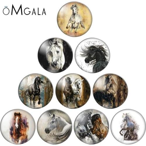 New Watercolor Horse Patterns 10mm 12mm 14mm 18mm 20mm 25mm 30mm Photo round glass cabochon demo flatback Jewelry DIY Making