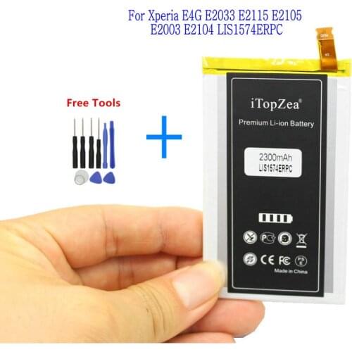 ITopZea Original LIS1574ERPC 2300mAh Battery for Sony Xperia E4 E4G Dual E2104 E2105 E2114 E2115 E2124 E2003 E2006 E2053 + Tool