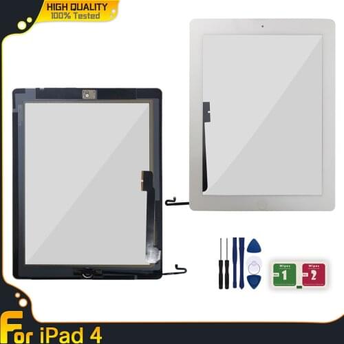 1Pcs NEW Touch Screen Digitizer Sensor Front Glass Panel For iPad 4 4th Gen 2012 A1458 A1459 A1460 Repair Replacement