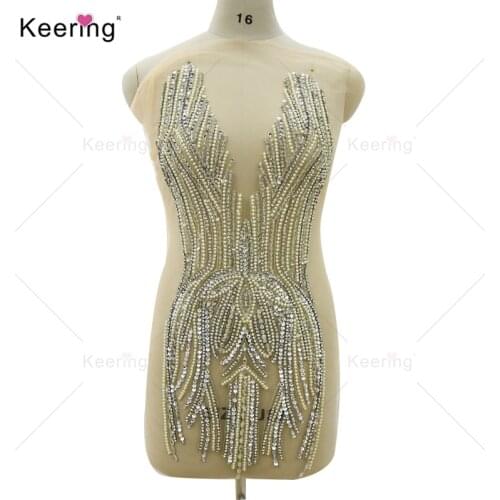 Hand-Made Rhinestone Boice Pearl Embroidered Patches For Clothing WDP-380