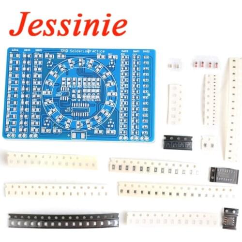 2 pcs DIY SMT SMD Component Soldering Welding PCB Practice Board Running Water Light Kit CD4017 NE555 Rotating LED Suite