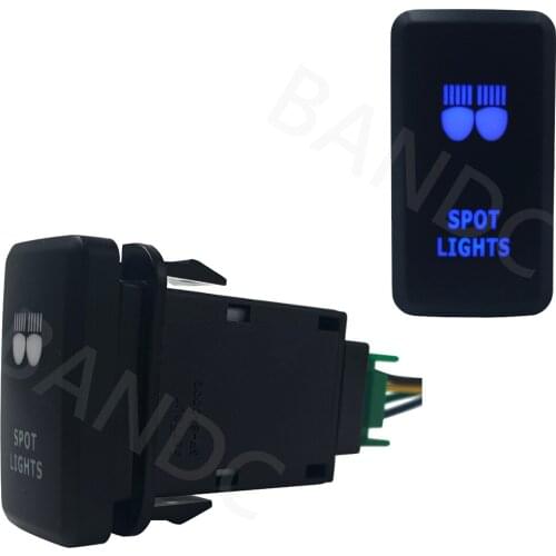 BLUE Led Lights, 3Amp 12V ON OFF SPST SPOT LIGHTS Push Button Switch with Wiring Connector for Toyota Hilux KUN26R, GGN15R 2005