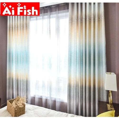 Modern Simple Thicker Linen Curtains For Living Room Window Rainbow Gradient Striped Shade Curtains For Bedroom Drapes MY171#5