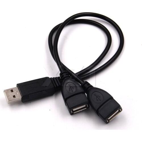USB 2.0 A 1 male to 2 Dual USB Female Data Hub Power Adapter Y Splitter USB Charging Power Cable Cord Extension Cable 39CM
