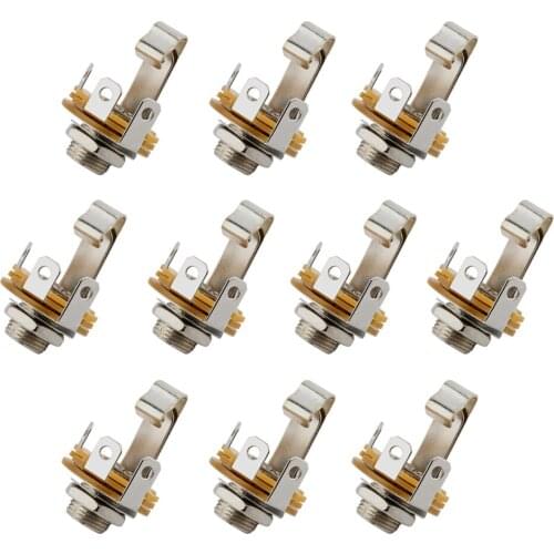10Pcs Nickel Plated 6.35mm 1/4 Inch Soldering Mono TS Panel Chassis Mount Jack Audio Female Connector