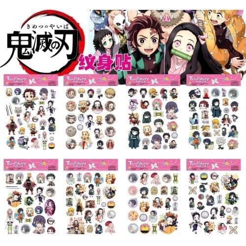 10 Pieces Q Version Anime Tattoo Stickers Tanjirou Nidouzi With The Same Paragraph Demon Slayer Cartoon Tattoo Sticker Painting