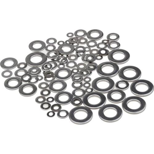 105X Stainless Steel Flat Washer M3/M4/M5/M6/M8/M10 Metric Plain Washer Flat Gasket 6Sizes Sealing Ring For Hardware Accessories