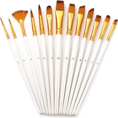 13pcs Nylon Hair Wooden Handle Watercolor Paint Brush Pen Set for DIY Oil Acrylic Painting Art Paint Brushes wholesales