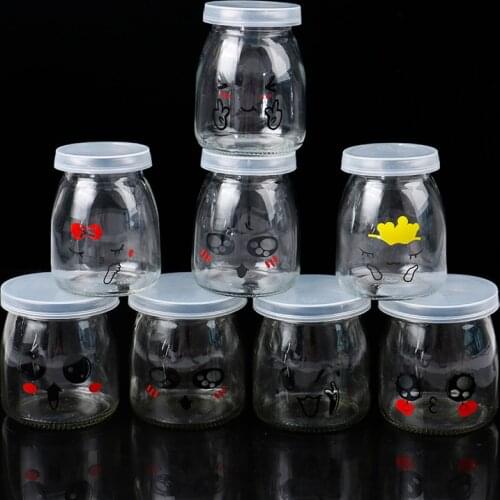 2pcs 200ml HOT Pudding Bottle Glass Bread Store Cute Bottle Heat-Resistant Yogurt Containers Milk Cup Jelly Jar For Home Shop