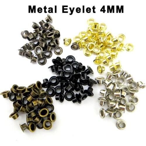 200sets 4mm Metal Eyelet with Washer Leather Craft Repair Grommet Round Eye Rings For Shoes Bag Clothing Leather Belt Hat