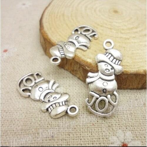 50pcs Vintage Charms Christmas Snowman Pendant Antique silver Fit Bracelets Necklace DIY Metal Jewelry Making