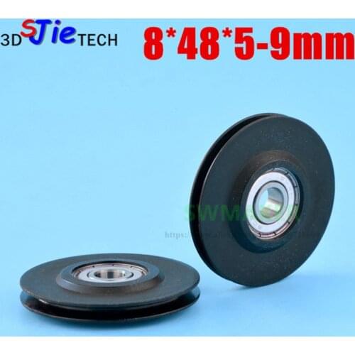8*48*5 -9mm groove V slot U, 2mm thin line guide wheel, nylon wheel, 608 bearing rolling pulley