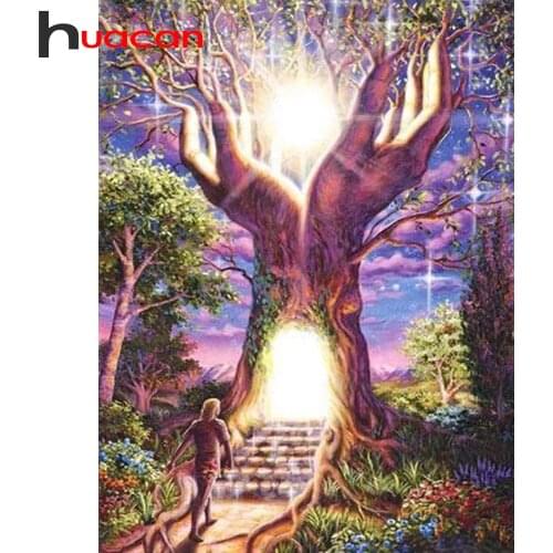 Huacan Diamond Embroidery Mosaic Tree Landscape 5D DIY Diamond Painting Cross Stitch Rhinestones Red And Black