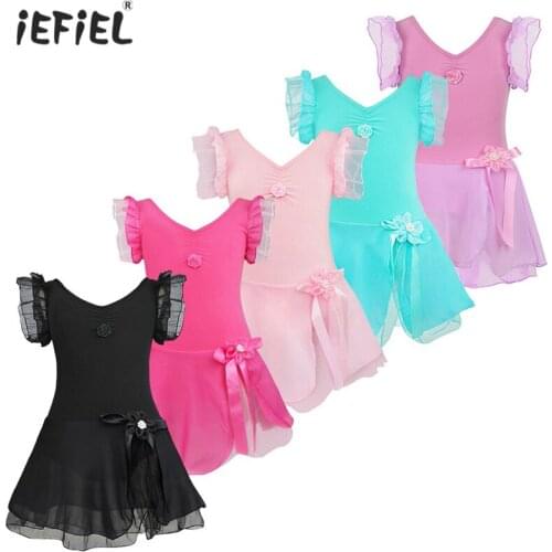 IEFIEL Girls Kids Ballerina Ballet Dress Gymnastics Leotard Ballet Tutu Dress Dancewear Girls Ballet Dance Fairy Party Costumes