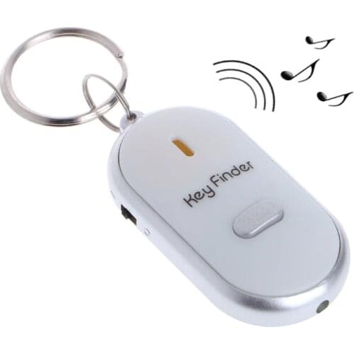 White LED Key Finder Locator Find Lost Keys Chain Keychain Whistle Sound Control