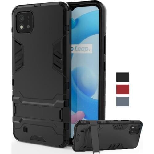 For Cover Oppo Realme C11 2021 Case Shockproof TPU Bumper Robot Stand Holder Armor Back Phone Cover Realme C11 2021 Case Fundas