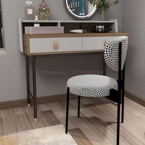 Home light luxury houndstooth dining chair comfortable Nordic makeup guest restaurant casual modern net red home backrest stool