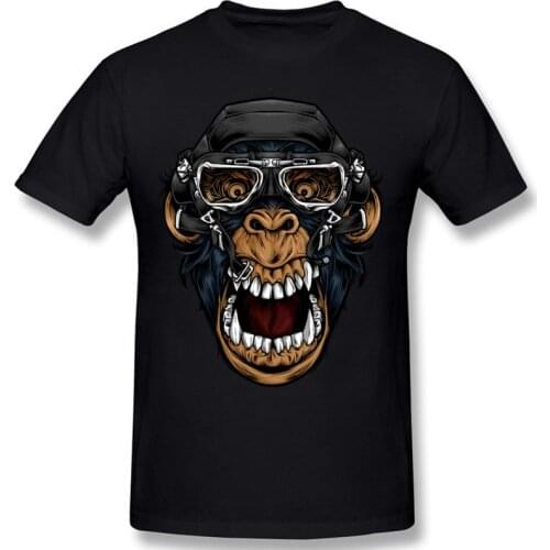 Unique Summer Stylish Funny Mens Cotton T-Shirt Pilot Monkey T Shirt Gas Mask O-Neck Tops Tees