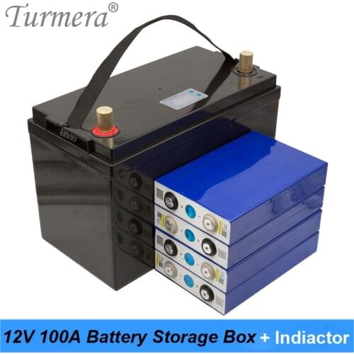 Turmera 12V Battery Storage Box Indicator for 3.2V Lifepo4 Batteries 100Ah Assemble to Solar Panel or Uninterrupted Power Supply