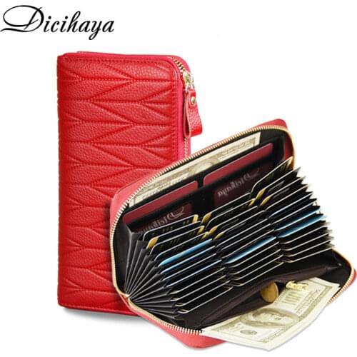 DICIHAYA Women Wallets Genuine Leather Wallet Female Purse Coin Bag Card Holders Ladies Long Wallet Fashion Womens Hasp Wallets
