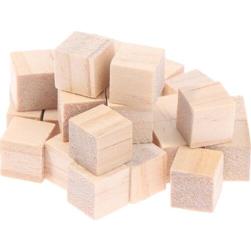 100 Pieces Wooden Cubes Unfinished Square Cubes Wood Blocks For Math Making Craft DIY Projects Gift