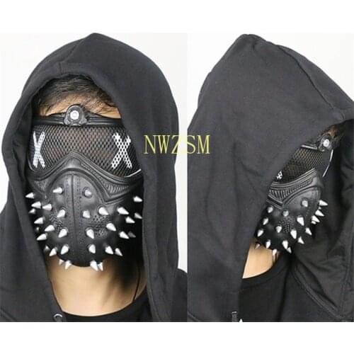 Punk Mask Halloween Mask Wrench Cosplay Rivet Face Mask Half Face Latex Party Masks Cosplay Props