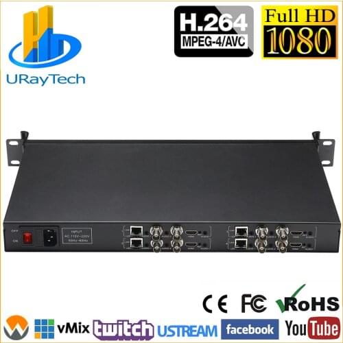 MPEG4 1U Chassis 4 Channels H.264 HDMI + CVBS Composite + Audio HD SD Live Video Encoder H.264 For IPTV Live Streaming CCTV etc