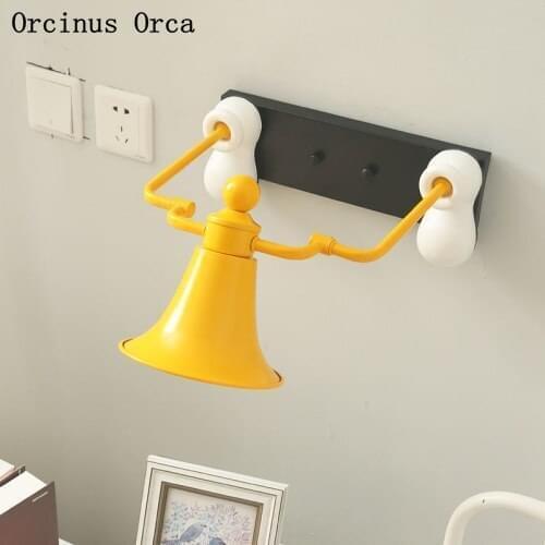 Cartoon creative bell wall lamp Boy Girl Bedroom childrens room lamp American lovely yellow LED wall lamp